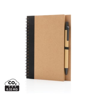 Cuaderno de espiral kraft con bolígrafo promocional